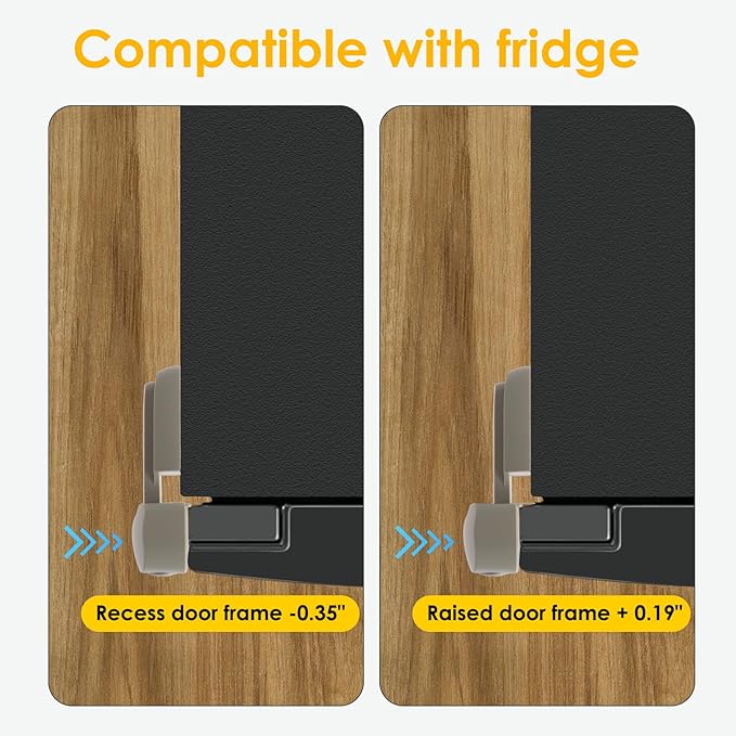 Fridge Lock for Kids(2-Pack) - Refrigerator Lock & Freezer Latch, Dual Mode, Child Proof, Bonus 2 Adhesive to Keep Freezer Door Closed - Keep Toddlers & Pets Safe(Gray)