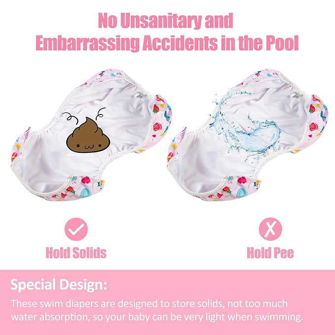 wegreeco Baby & Toddler Snap One Size Adjustable Reusable Baby Swim Diaper (Love, Large, 3 Pack)