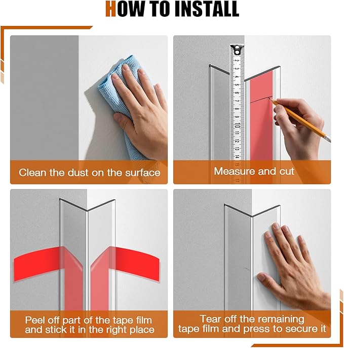 Magicheap 2 Pack Wall Corner Protector 31.5'', Self Adhesive Corner Protectors for Walls, Easy to Install Edge Guard Strip for Furniture Cabinet Shelf Drywall Baseboard Desk, 31.5in x 1.18in, Clear