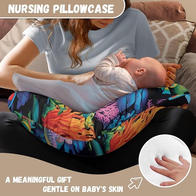 Underwater World Nursing Pillow Covers Slipcovers for Breastfeeding Moms, Ultra Soft Breathable Feeding Pillow Slipcover for Baby Boy Girl
