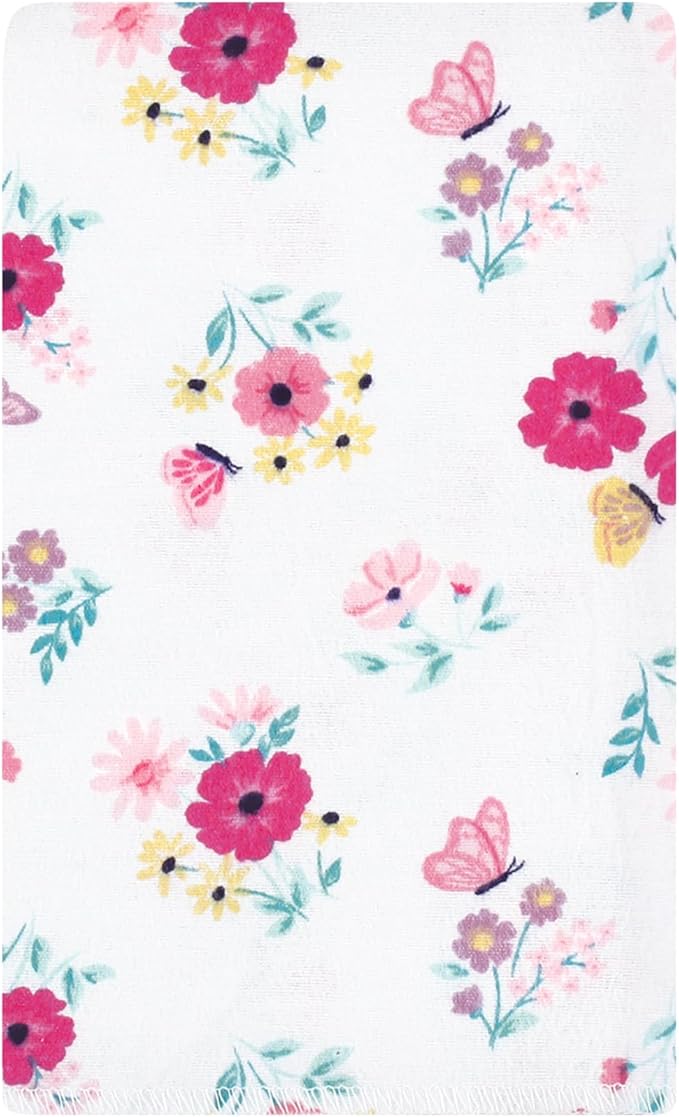 Luvable Friends Hudson Baby Flannel Burp Cloths 10pk, Pink Butterfly Meadow