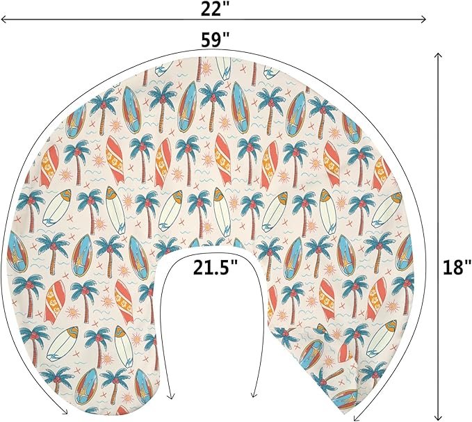 Retro Boho Surfing Baby Nursing Pillow Covers for Boy Girl Summer Surfboards Coconut Palm Trees Sun Nursery Pillowcase for Breastfeeding Pillows Beach Life Soft Stretchy Slipcovers for Newborn Infant