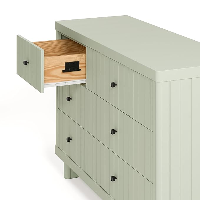 Storkcraft Kyoto 6 Drawer Dresser (Sage) - GREENGUARD Gold Certified, Nursery & Kids' Bedroom, Safety Interlocking Drawer System, & Easy Assembly with Pre-Installed Tracks