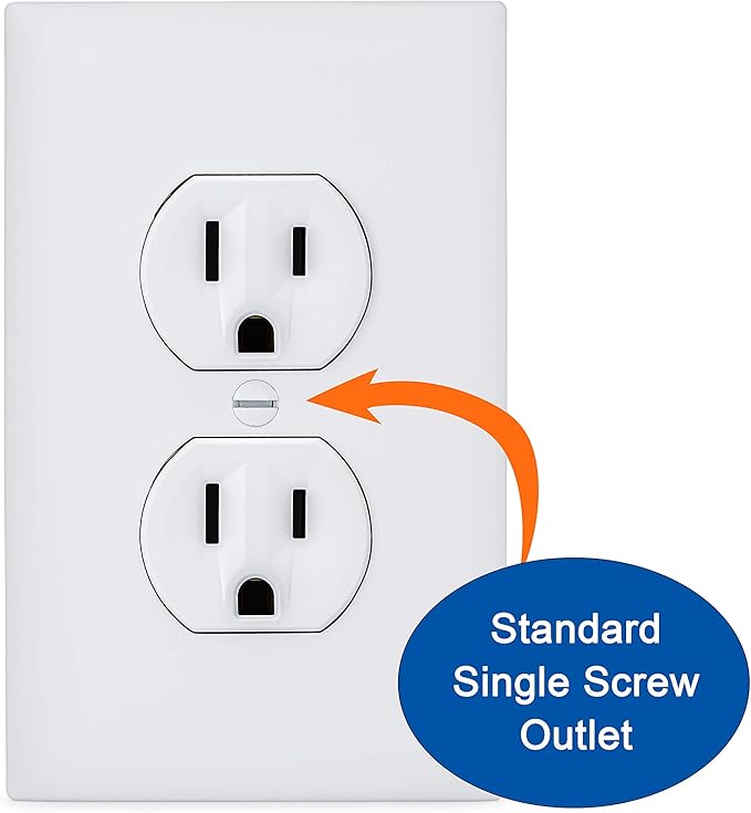 6-Pack Self-Closing Babyproof Outlet Covers - An Alternative To Wall Socket Plugs for Child Proofing Standard Outlets (1 Screw), Beige