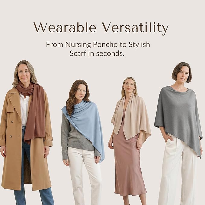 Konssy Nursing Cover for Breastfeeding, 360° Full Privacy Breathable Breastfeeding Cover, Multi-use Carseat Canopy(Grey)