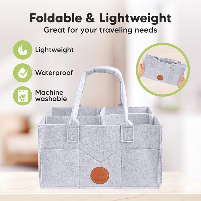 KeaBabies Portable Diaper Changing Pad and Baby Diaper Caddy Organizer - Waterproof Foldable Baby Changing Mat - Large Baby Organizer - Travel Diaper Change Mat - Diaper Organizer for Changing Table