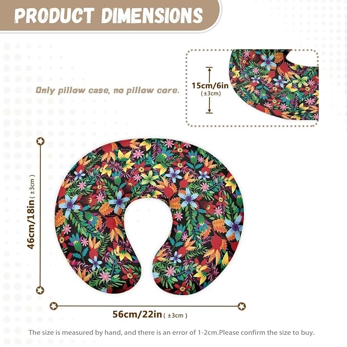 Floral Nursing Pillowcase for Maternity Mom, Durable Ultra Soft Breastfeeding Pillowcase for Newborn Baby Girls Boys, Stretchy Bottle Feeding Pillow Fit for Most Nursing Pillows