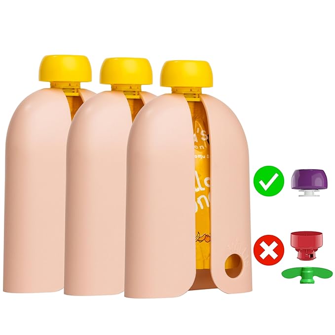 Kindertrekk™ The Swedish Squeeze Pouch Holder - 3pack | The Baby Product You Didn't Know You were Missing | Enjoy a Snack on The Go | No More Messy Clean-ups | Fits Most Squeeze Pouches | Age 9month+