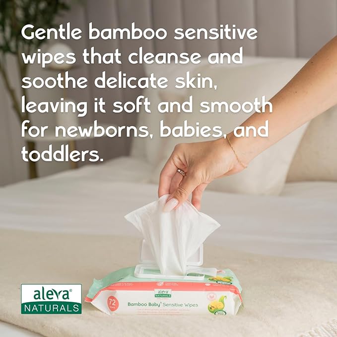 Aleva Naturals Bamboo Baby Wipes, Sensitive, 6 Count, 14.1 Ounce