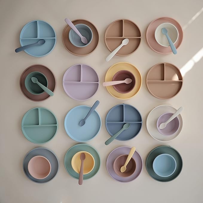 mushie Silicone Suction Bowl | BPA-Free Non-Slip Design (Stone)