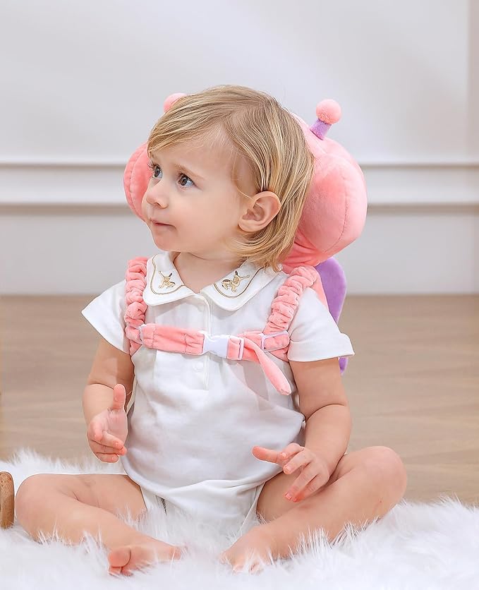 JunNeng Baby Walker 3-Sided Head Protector Backpack Wear, Toddler Head Protection Safety Pad, Pink Butterfly