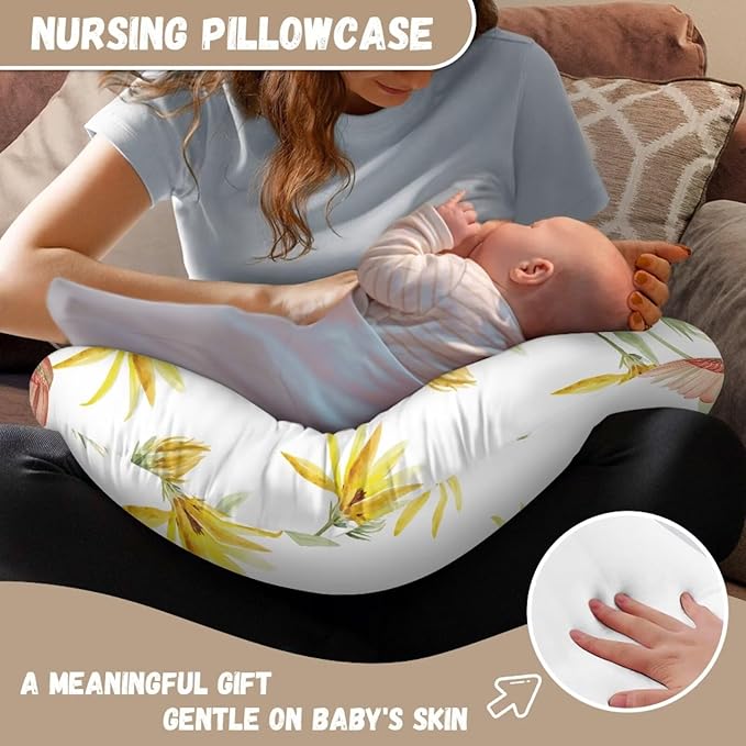 Yellow Flowers Nursing Pillow Cover Nursing Pillows for Breastfeeding Fits The Original Support for Breastfeeding Nipple Shields for Breastfeeding Newborn