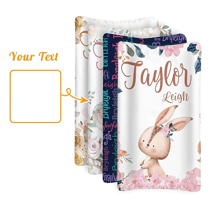 Custom Changing Pad Cover Set - Jersey Knit Comfy CozyUltra Soft Unisex Diaper Changing Table Covers with Personalized Name for Baby Boys Girls - Waterproof Ultra Soft 4 Pcs Set Style04