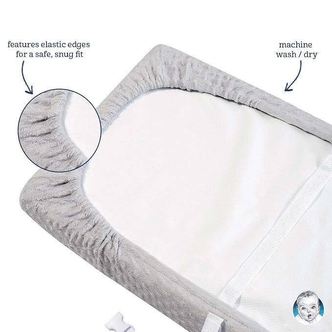 Gerber Baby Boys Girls Neutral Newborn Infant Baby Toddler Nursery Changing Pad Cover, Dotted Light Gray, 16" x 32"