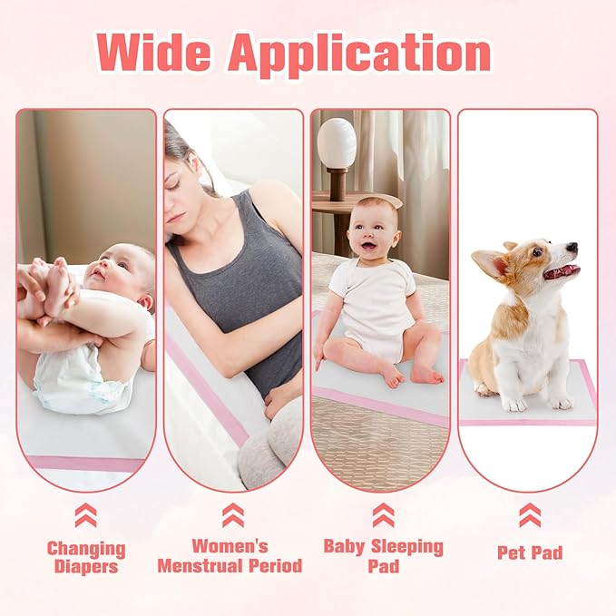 100 Pack Disposable Changing Pads for Baby,13x17In Baby Disposable Underpads,Waterproof Diaper Changing Pad,Ultra Absorbent,Breathable Leakproof Underpads Bed Table Protector Mat