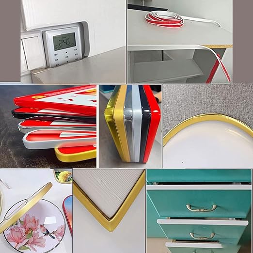 6.5ft Edge Guard U-Shape Edge Banding Self Adhesive TPE Edge Protector Strip, Glossy Corner and Edge Bumper Guards, Edge Protector(Black,8mm)