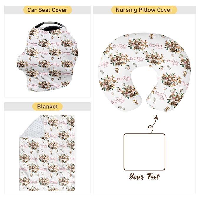 Dyoart Custom Baby Nursing Pillow Cover for Nursing, Animal Pattern Removable Nursing Covers for Breastfeeding Pillows, Ultra Soft Comfortable Slipcover for Newborn Baby Boys and Girls
