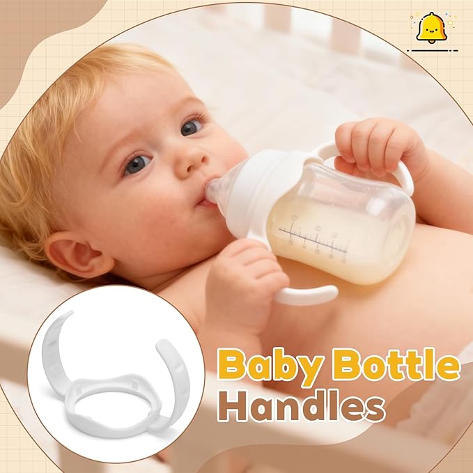 4Pack Baby Bottle Handles for Evenflo Wide Neck 5oz & 9oz Baby Bottle, Baby Bottle Handles Wide Neck, Baby Bottle Holder - White