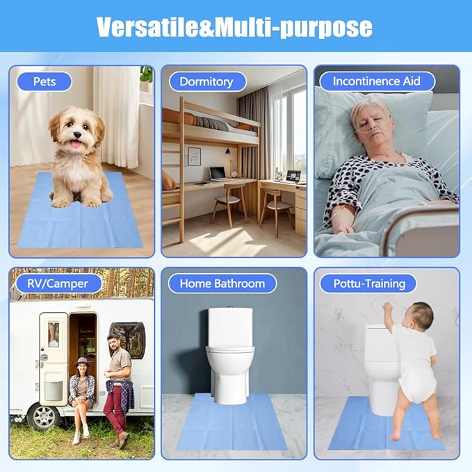 Upgraded 30 Pack Disposable Toilet Mats, Absorbent Toilet Floor Protector, Waterproof Non-Slip Potty Training Mats, U-Shape, Toilet Floor Pads for elderly, Children, Adult 24" x 22"( Heavyweight)