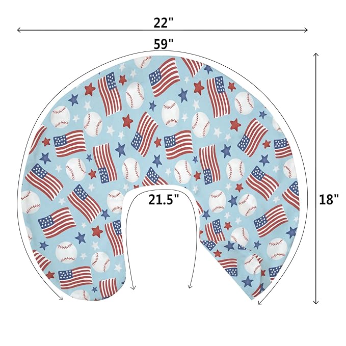 American Flag Baseball Baby Nursing Pillow Covers for Boy Girl 4th of July Baseballs Stars Nursery Pillowcase for Breastfeeding Pillows Patriotic Sports Soft Stretchy Slipcovers for Newborn Infant