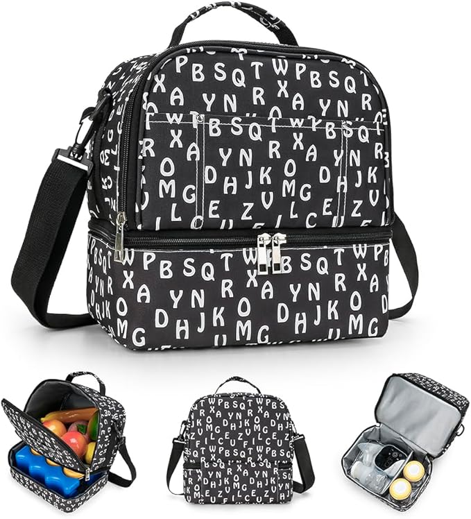 Breast Pump Bag Cooler Compartment for Breast Pump - Cooler and Moistureproof Bag Double Layer for Mother Breast Milk Pump Lunch Bag Outdoor Working (Letter)