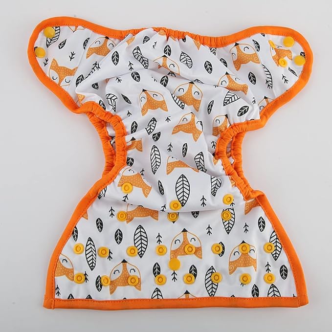 One Size Cloth Diaper Cover Snap With Double Gusset (Fox Head)