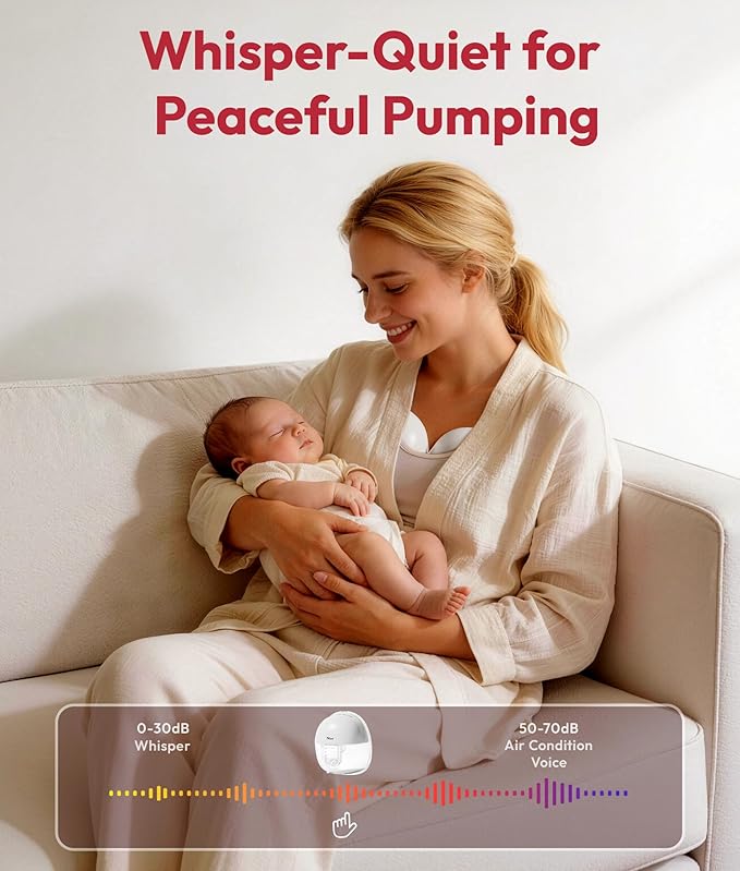 NCVI Wearable Breast Pump, Hands Free Electric Breast Pump with 4 Modes & 9 Levels Suction, Portable Breast Pump Ultra Quiet <42dB, 150min Battery Life, 19/21/24mm Flange, Breastfeeding Pump for Moms