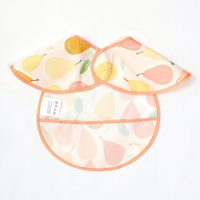 Feeding Bibs for Baby,3 Pack-Waterproof & Easy Clean Baby Bibs for Eating,Toddlers & Infant,Reversible Pockets