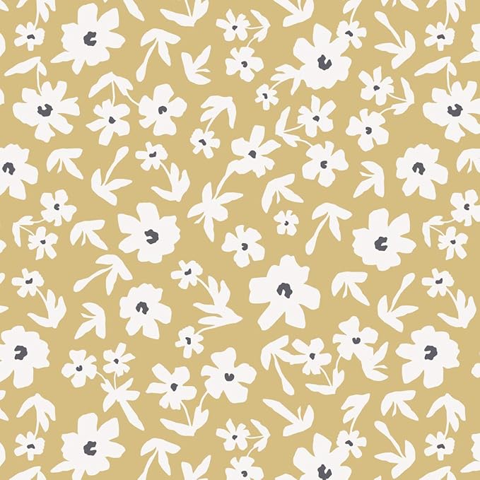Lulujo Muslin Change Pad Cover - Fitted Changing Pad Cover for Boys and Girls -32"x17", 1 Pack (Yellow Wildflowers)