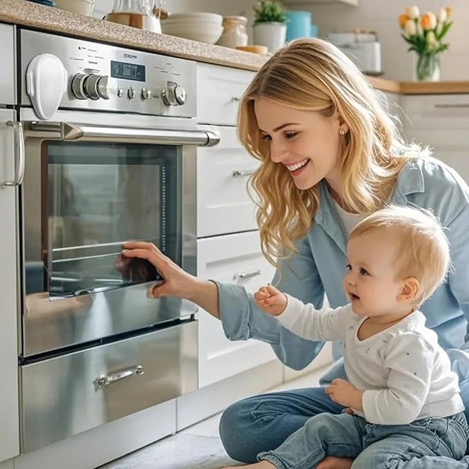 Oven Lock Child Safety (2Pack), Premium Baby Proofing Oven Door Locks, Easy to Install & Use Durable and Heat-Resistant Material no Tools Need or Drill Oven Child Safety Lock (White)