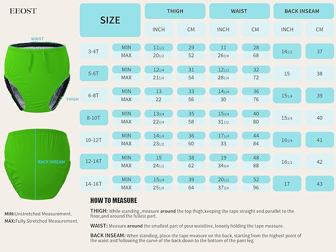 Youth Special Needs Reusable Swim Diapers Swimwear for Incontinence Cloth Diaper Covers Waterproof,Leakproof, Unisex (Lime Green, 5-6T)