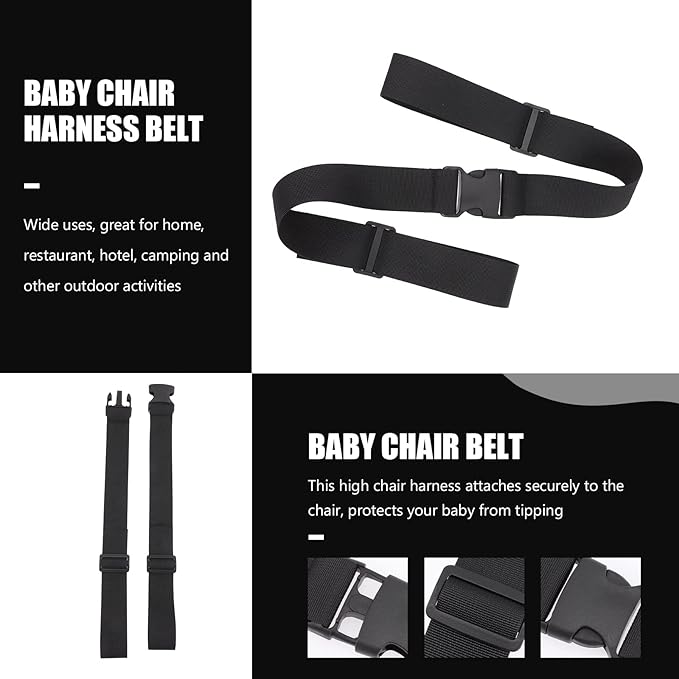 Kisangel 3pcs Toddler Safety Highchair Universal Straps Belt High Pushchair Pram Belts Shopping Harness Strap for Buggy Supermarket Kids Baby Adjustable(37.34X1.49X0.39in)