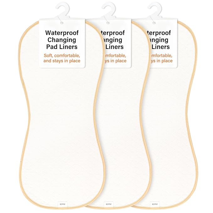 Waterproof Baby Changing Pad - Reusable Washable Changing Table Pad, Silicone & Peanut Changer Design, Includes Waterproof Changing Pad Cover & Liners (White, 13x29 Inch (Pack of 3))