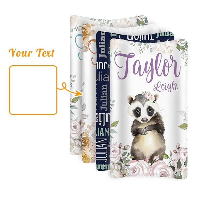Custom Changing Pad Cover Set - Jersey Knit Comfy CozyUltra Soft Unisex Diaper Changing Table Covers with Personalized Name for Baby Boys Girls - Waterproof Ultra Soft 4 Pcs Set Style01