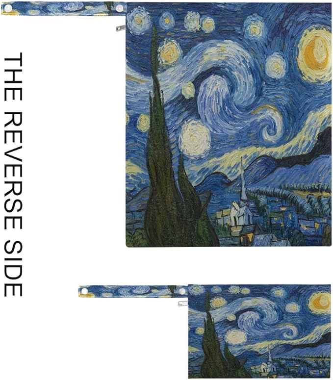 Van Gogh The Starry Night Art Print Waterproof Wet Bags - Machine Washable | Wet Dry Bag for Cloth Diapers, Swimsuit,Daycare, 2 Pack