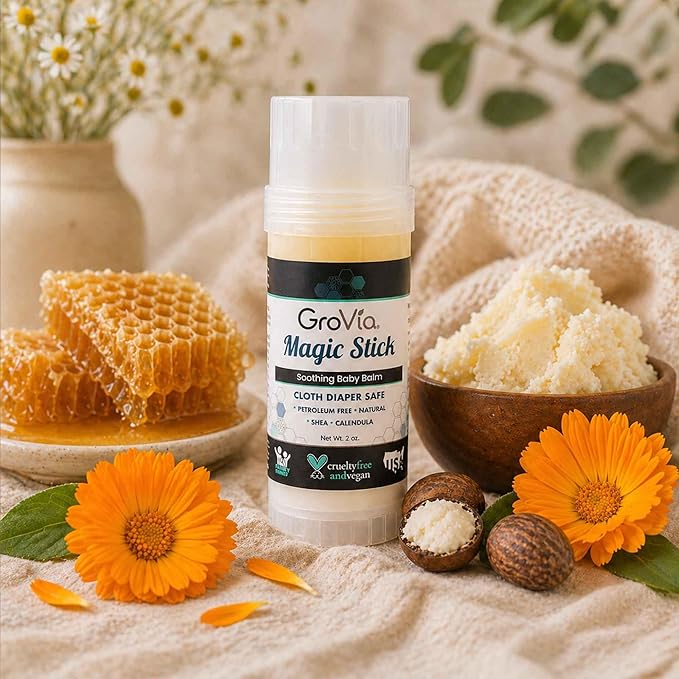 GroVia All Natural Magic Stick Baby Diaper Balm for Baby Diapering (2 oz) - Unscented