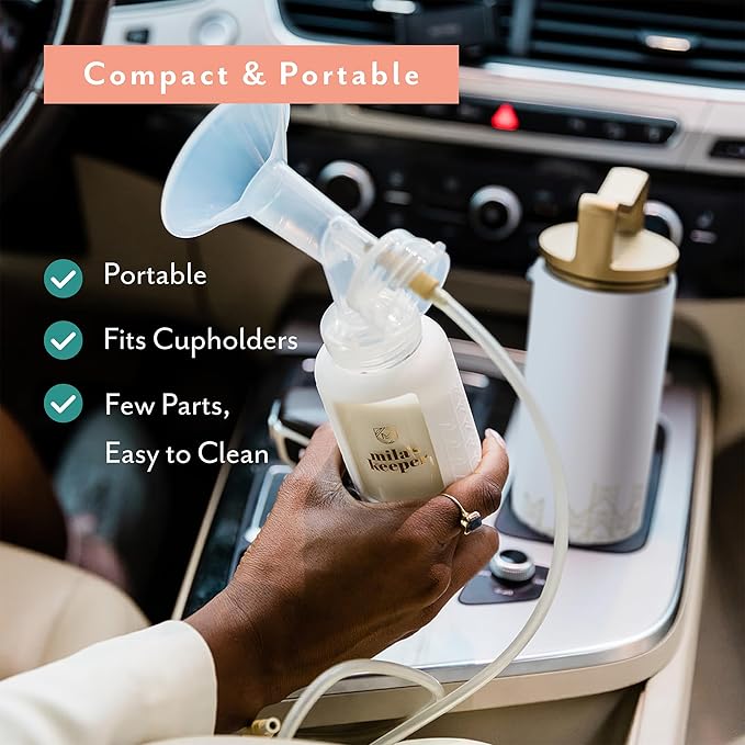 Mila's Keeper Portable Insulated Breast Milk Cooler Set | 20 Hr Storage | Cooler, Breast Milk Storage Bottle & Ice Pack for Travel | Fits Leading Pumps | Standard Neck Aspen White