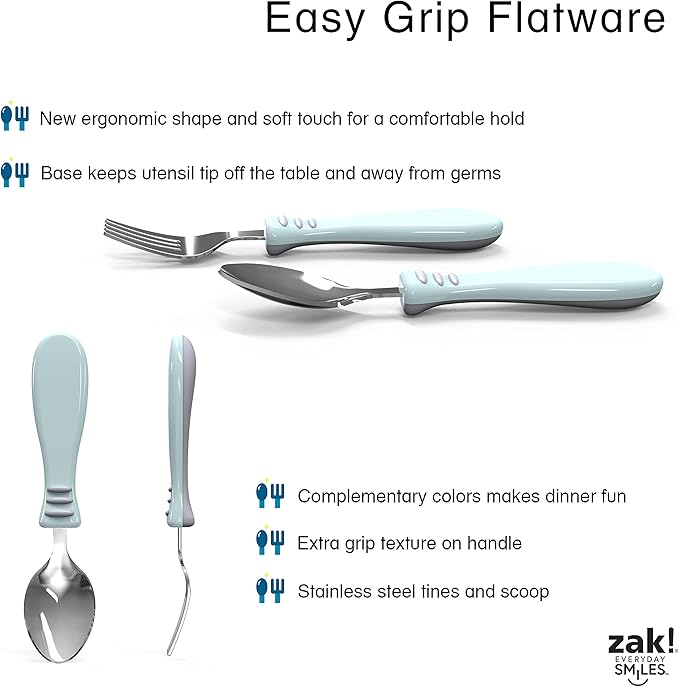 Zak Designs Bluey Kid Flatware Set with Fun Character Art on Both Utensils, Non Slip Fork and Spoon Set is Perfect for Encouraging Picky Eaters to Finish Their Plates (2 pk, BPA-Free)