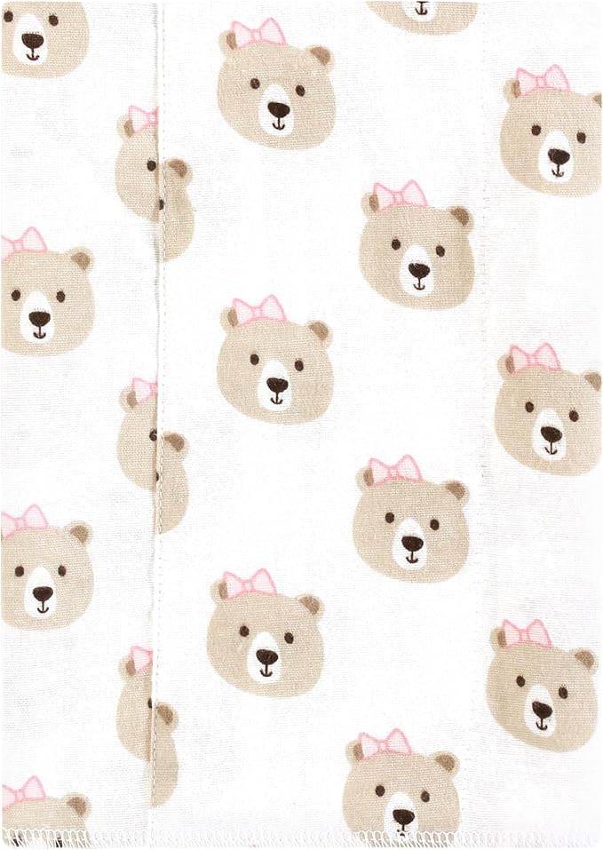 Luvable Friends Hudson Baby Flannel Burp Cloths 7pk, Rosy Taupe Bear