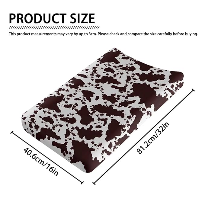 Brown Cow Print Changing Pad Cover for Baby Girls Boys Soft Breathable Diaper Changing Pad Cover with Elastic Edge Removable Bassinet Cradle Mattress Sheets 32x16