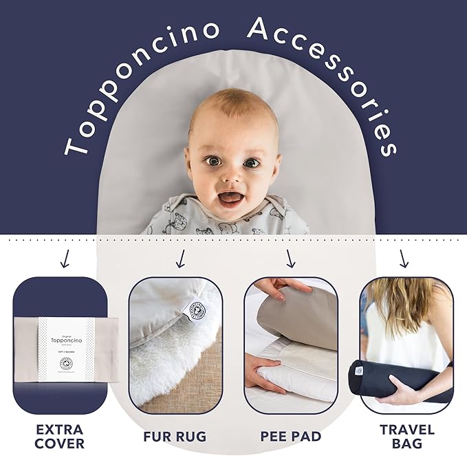 Montessori Baby Topponcino | Multifunctional Authentic Montessori Design | Simple Newborn Holding & Feeding Baby Support Pillow | Clean Infant Tummy Time Mat (Original, Grey)