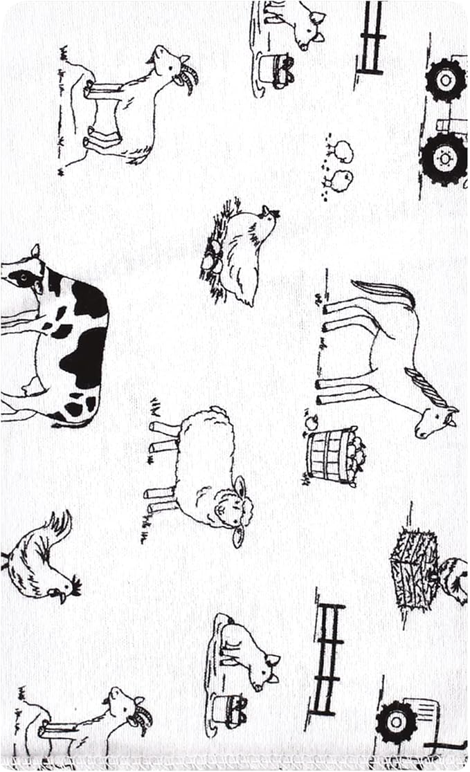 Luvable Friends Hudson Baby Flannel Burp Cloths 10pk, Neutral Farm Animals