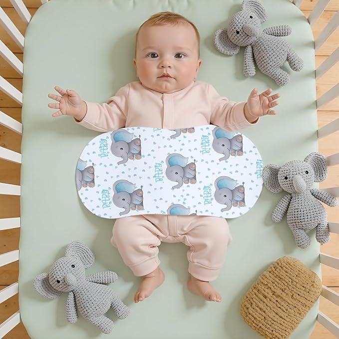 4pcs Elephant Burp Cloths for Baby Boys Girls 100% Cotton Blue Elephant Themed Design Burp Rags, Soft Breathable Muslin Burping Cloths Absorbent Spit-Up Cloths for Infant Newborns