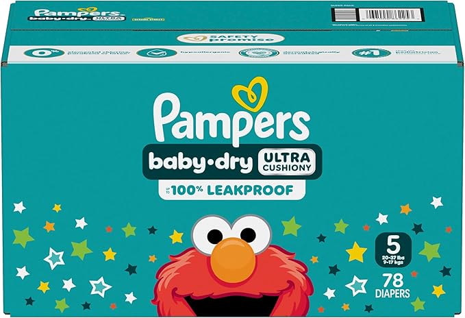 Pampers Diapers - Baby Dry - Size 5, 78 Count, Absorbent Disposable Infant Diaper (Packaging May Vary)