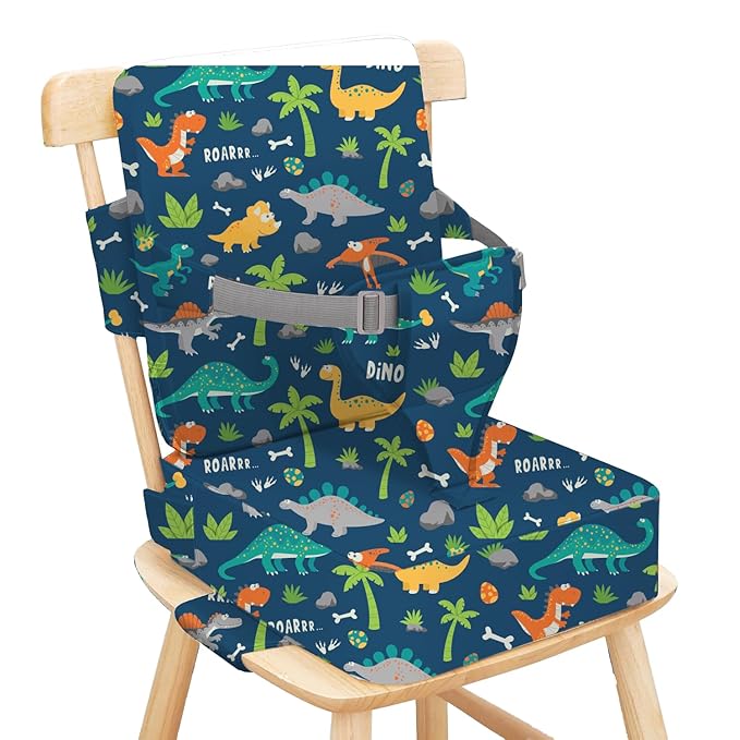 Booster Seat for Kitchen Chair with Backrest Adjustable Straps, Toddler Booster Seats for Dining Table Portable for Travel Camping Eating, Booster Cushion for Table for Baby Child Kid