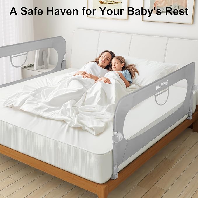 Bed Rail for Toddlers,Swing Down Kids Bed Rails Guard for Twin,Full,Queen,Bunk Size Bed,Extra Tall Child Bed Rail Guard with Reinforced Anchor Safety System,40" L x 31" H,Grey