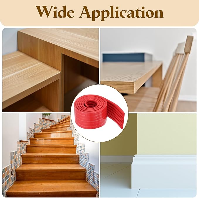 uxcell Bunk Bed Ladder Pad, 6.5ft NBR Self-Adhesive Corner Edge Protector Soft Furniture Corner Guard for Ladder Table Desk Edge, Red