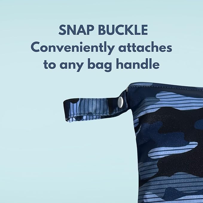 Wet Bag for Gym Clothes Blue Camo - 12.6" x 14.6" Waterproof, Smell Proof, Machine Washable Sweat Bags for Sweaty & Dirty Workout Gear, Dry Bags for Sports, Travel, Yoga, Swimsuits - Organizer
