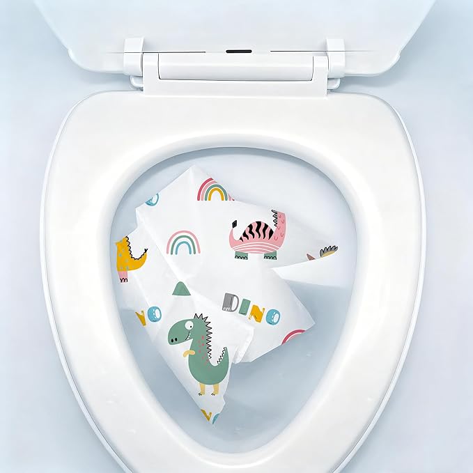 Dinosaur Toilet Seat Covers Disposable 20 Pack,Large Waterproof Potty Covers for Kids,Travel-Friendly Individual Packs,Perfect for Toddlers’ Potty Training in Public Restrooms