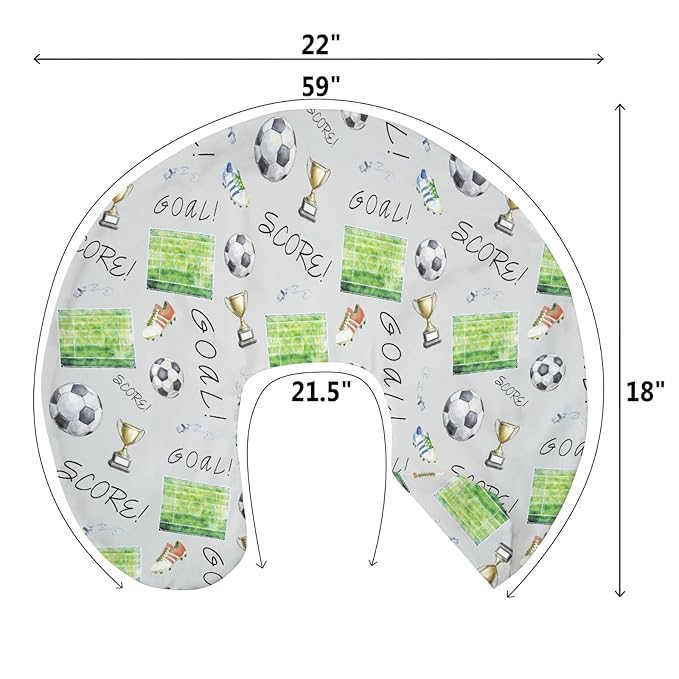 Watercolor Soccer Game Baby Nursing Pillow Covers for Boy Girl Fun Soccer Lovers Nursing Pillow Slipcovers for Breastfeeding Pillows Baby Sports Soft Stretchy Removable Covers for Newborn Infant Gray